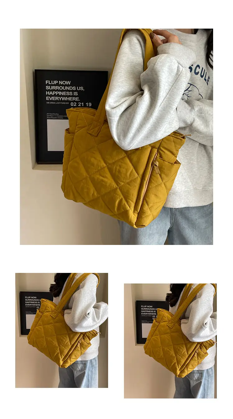 Orange Quilted Tote Bag for Women Large Capacity Commute — feature 9