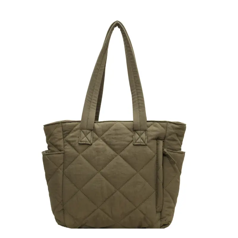 Orange Quilted Tote Bag for Women Large Capacity Commute - Image 4