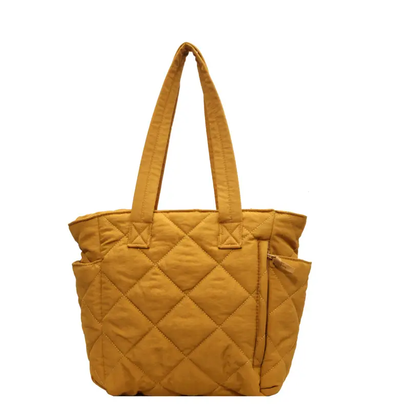 Orange Quilted Tote Bag for Women Large Capacity Commute - Image 8