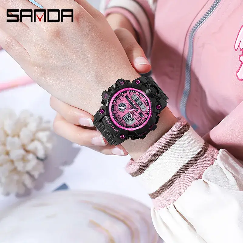 Sanda Sport Watch Green LED Digital Multifunctional - Image 98