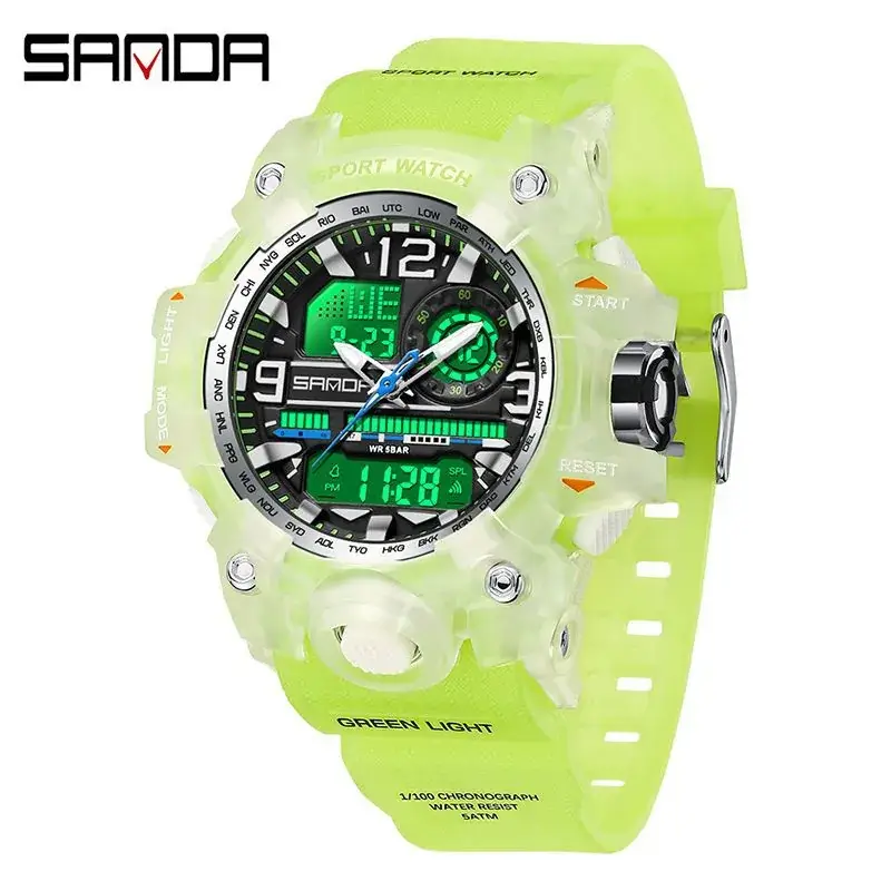 Sanda Sport Watch Green LED Digital Multifunctional - Image 10