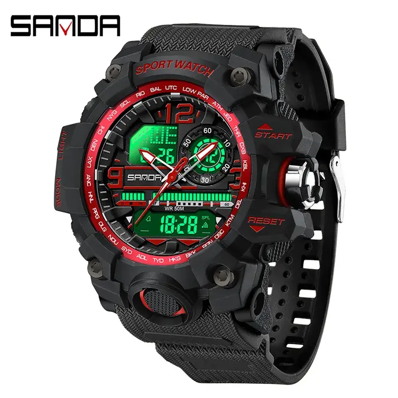 Sanda Sport Watch Green LED Digital Multifunctional - Image 16