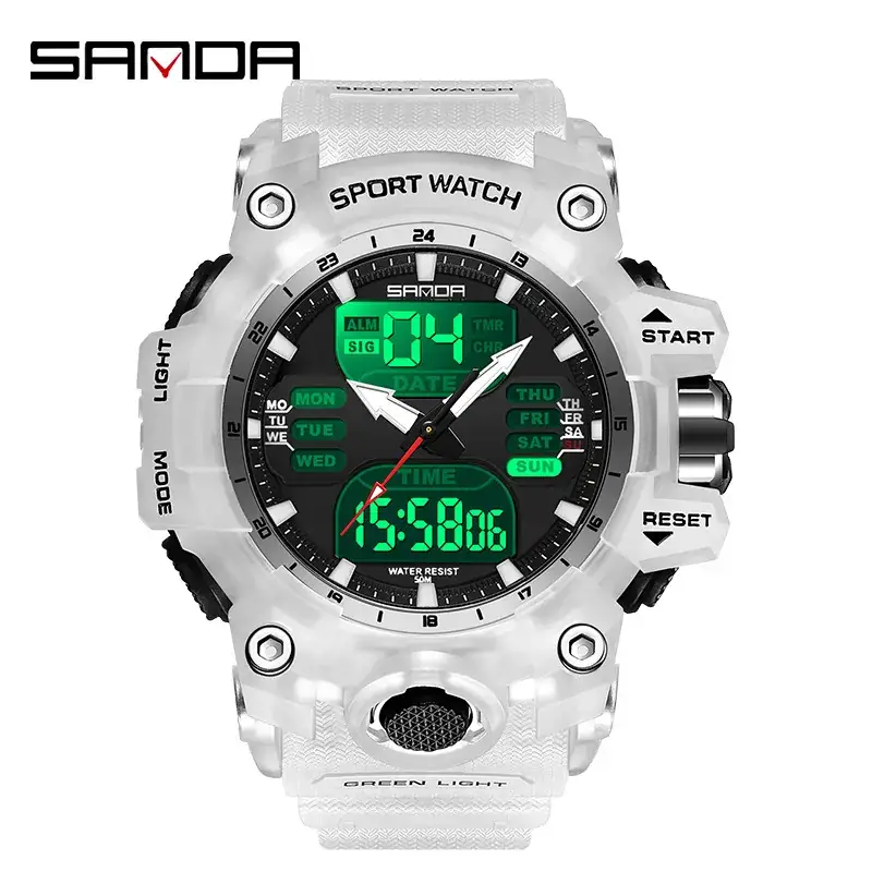 Sanda Sport Watch Green LED Digital Multifunctional - Image 28