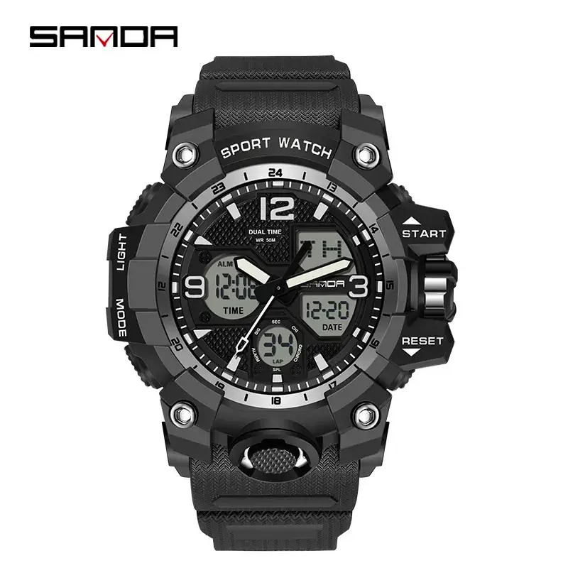 Sanda Sport Watch Green LED Digital Multifunctional - Image 38