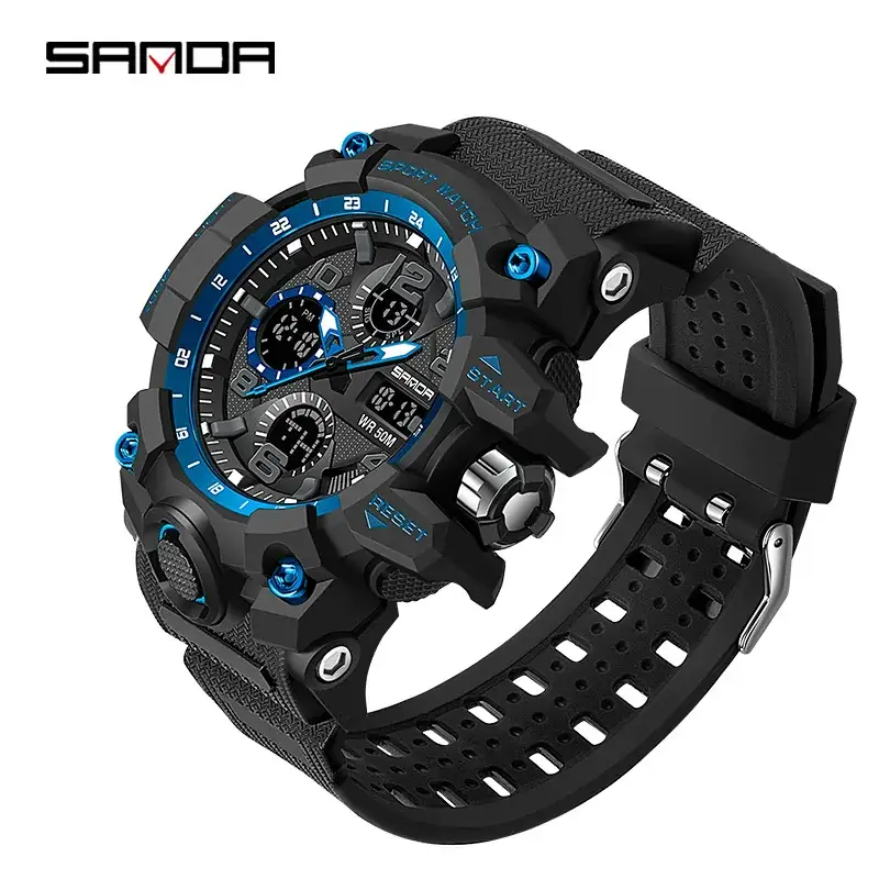 Sanda Sport Watch Green LED Digital Multifunctional - Image 45