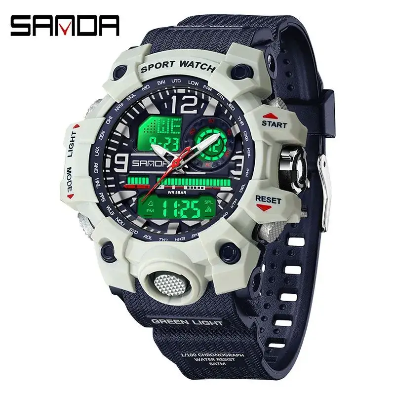 Sanda Sport Watch Green LED Digital Multifunctional - Image 6