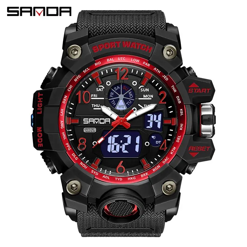 Sanda Sport Watch Green LED Digital Multifunctional - Image 60