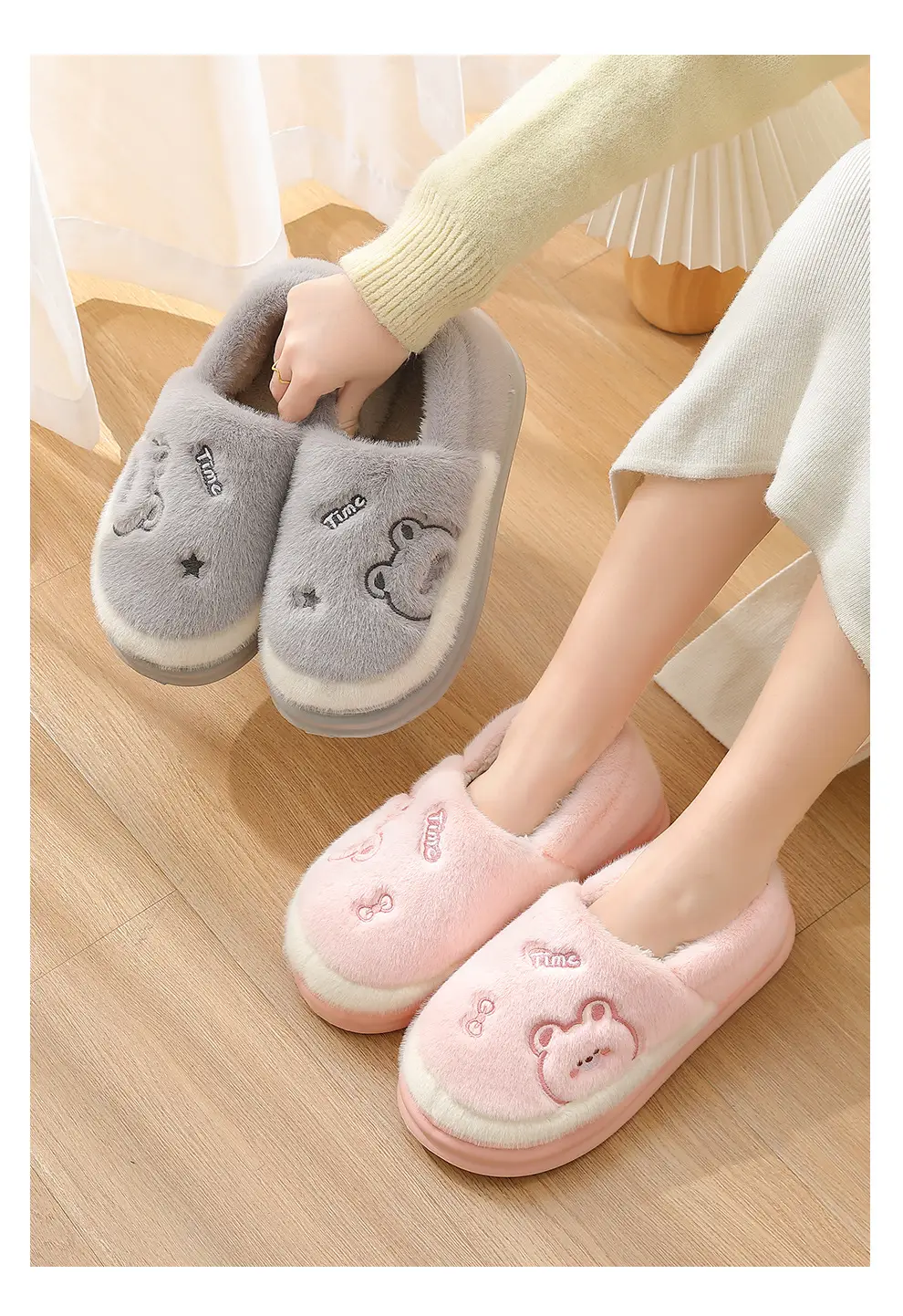Women's Winter Home Cotton Slippers with Cartoon Design, Indoor Warm Thick-Soled Non-Slip Household Slippers for Men and Women — feature 13