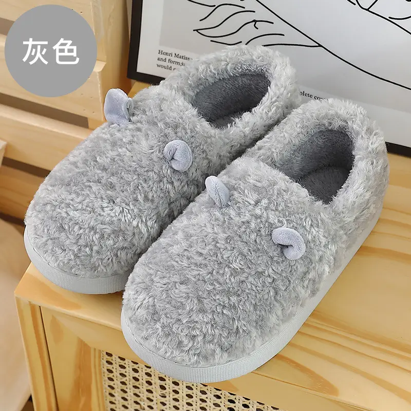 Women's Winter Home Cotton Slippers with Cartoon Design, Indoor Warm Thick-Soled Non-Slip Household Slippers for Men and Women - Image 12