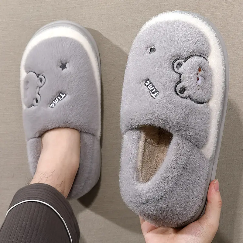 Cotton Shoes with Heel for Women, Winter Indoor Home Warm Slippers, Thick-Soled Non-Slip Household Cotton Slippers for Men Wholesale