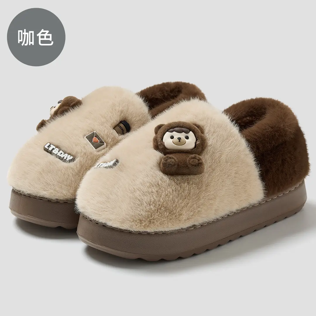 Cotton Shoes with Heel for Women, Winter Indoor Home Warm Slippers, Thick-Soled Non-Slip Household Cotton Slippers for Men Wholesale