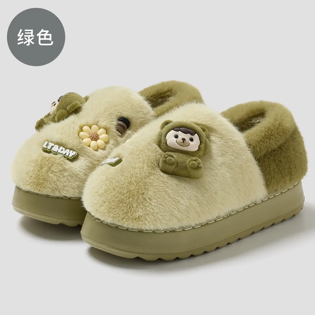Cotton Shoes with Heel for Women, Winter Indoor Home Warm Slippers, Thick-Soled Non-Slip Household Cotton Slippers for Men Wholesale