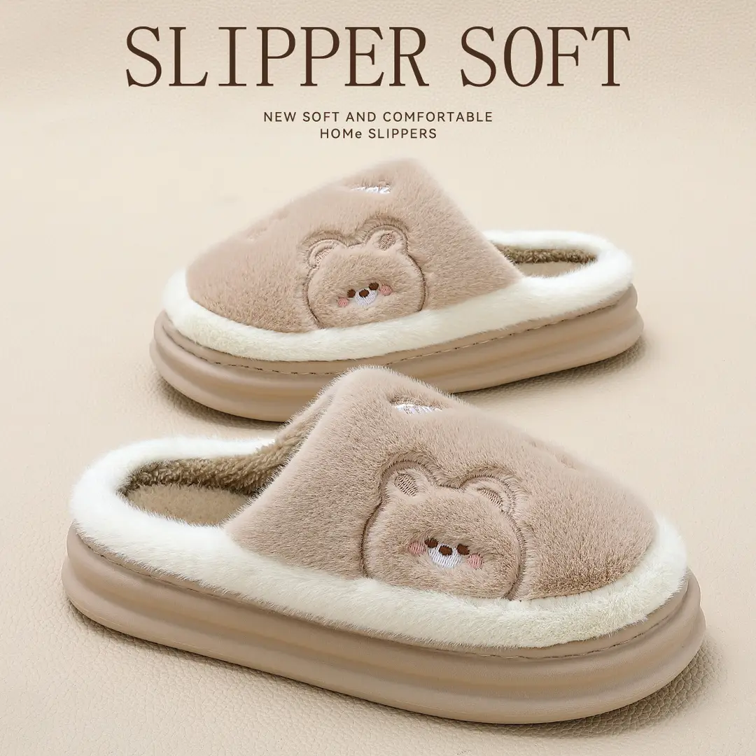 Cotton Shoes with Heel for Women, Winter Indoor Home Warm Slippers, Thick-Soled Non-Slip Household Cotton Slippers for Men Wholesale