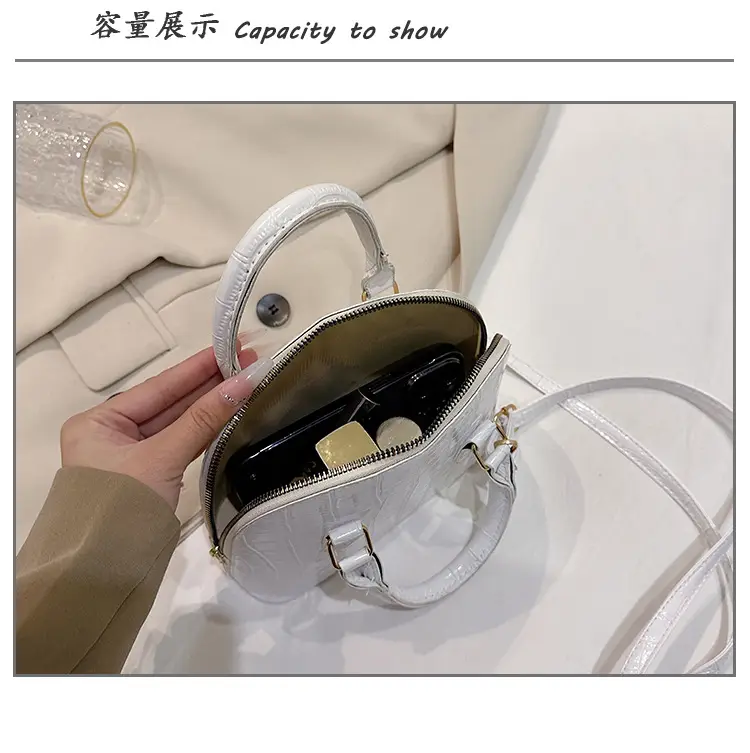 Elegant White Croc Leather Shoulder Bag for Women — feature 11