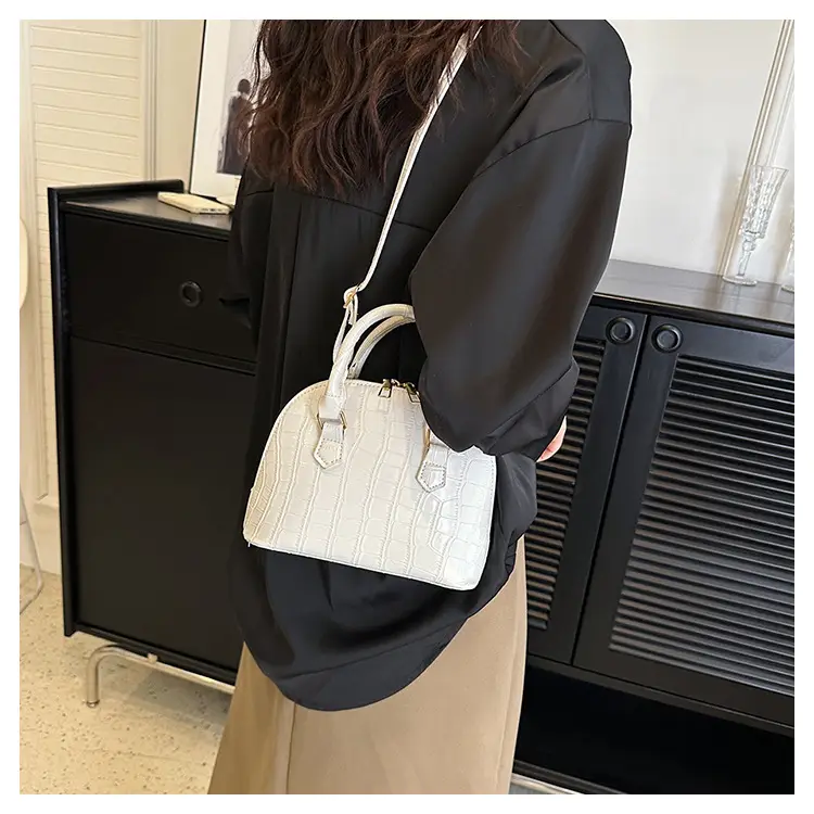 Elegant White Croc Leather Shoulder Bag for Women — feature 19