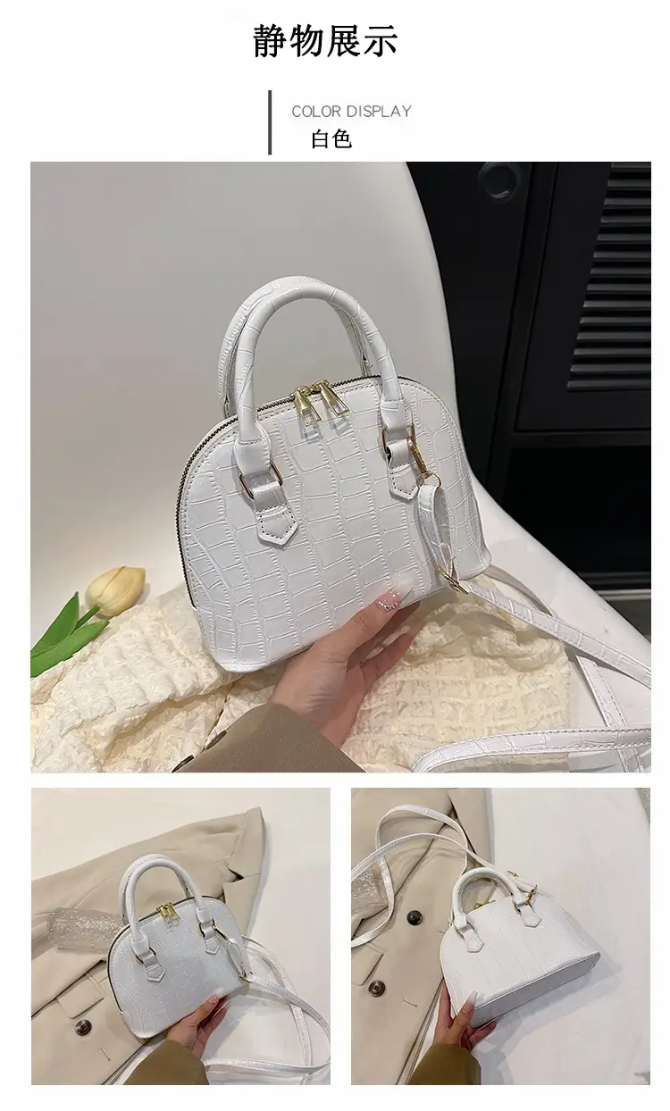 Elegant White Croc Leather Shoulder Bag for Women — feature 37