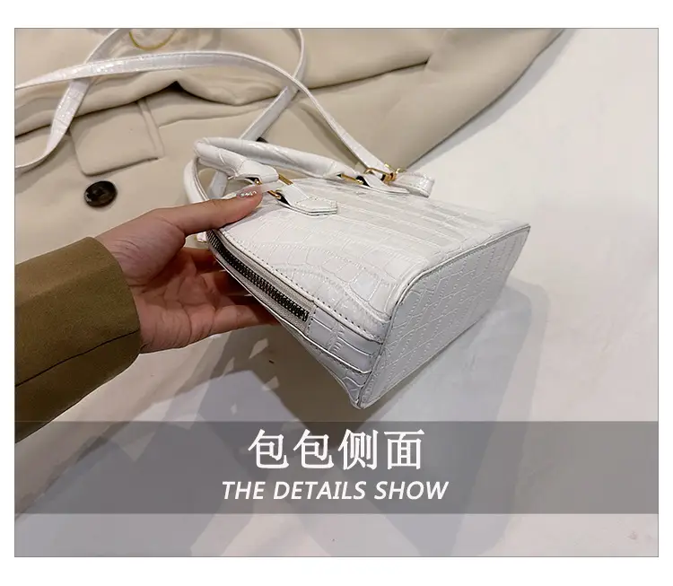 Elegant White Croc Leather Shoulder Bag for Women — feature 9