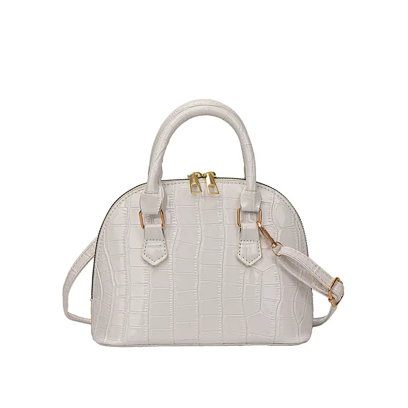 Elegant White Croc Leather Shoulder Bag for Women - Image 2