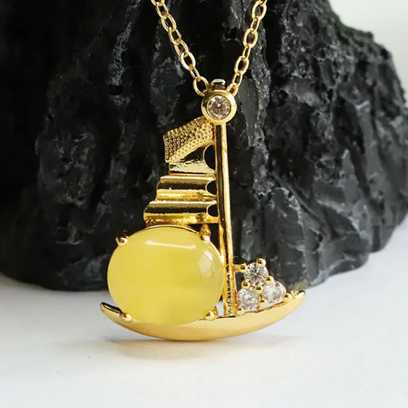 Guan Yu Natural Amber Pendant Necklace — feature 7