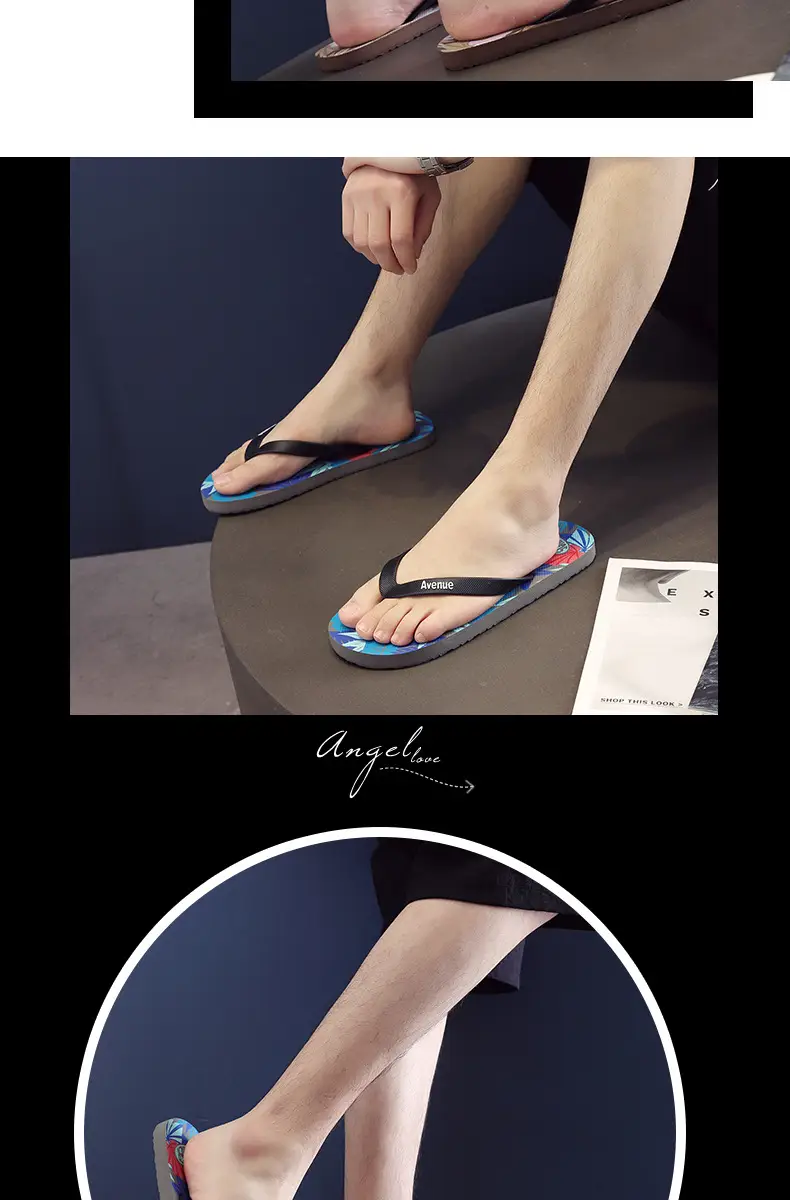 Slippers men's summer flip flops outdoor wear non-slip casual men's outdoor beach shoes flip-flops Korean style trendy internet red slippers — feature 15