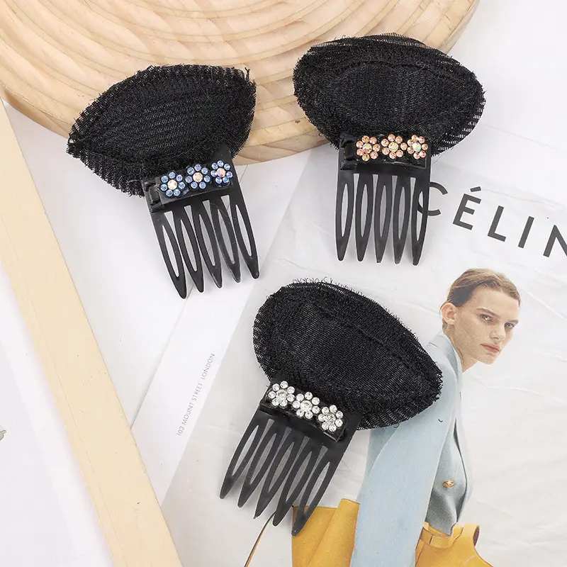 Black Knitted Hair Curler with Crystal Flower Decor - Image 16