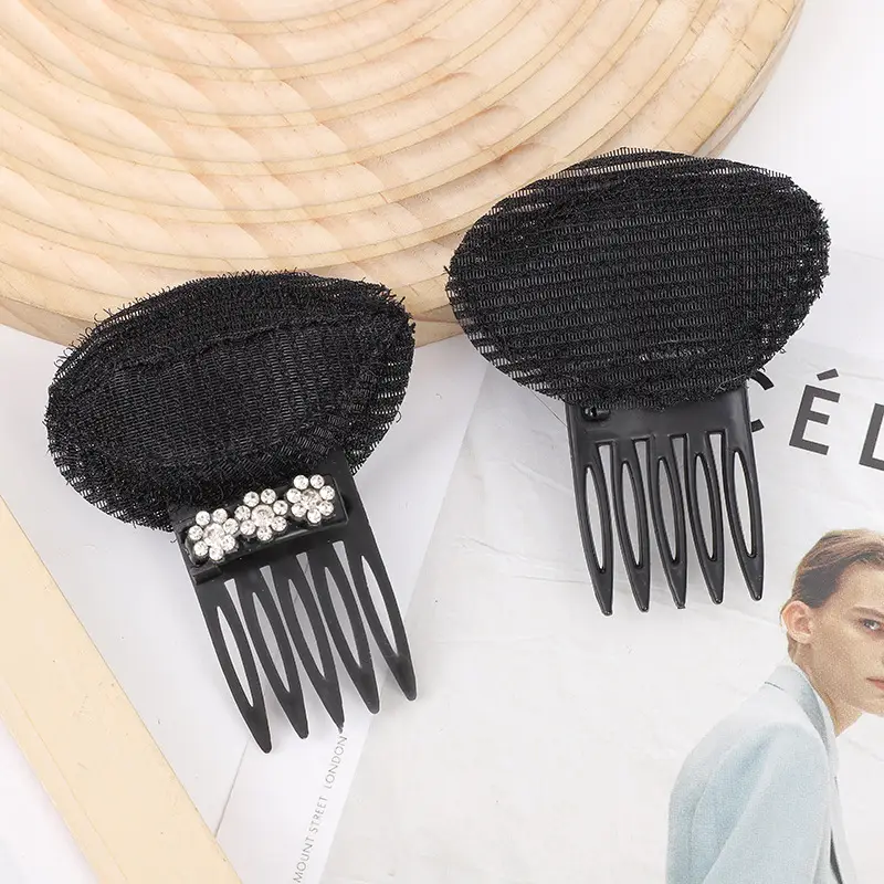 Black Knitted Hair Curler with Crystal Flower Decor — feature 4