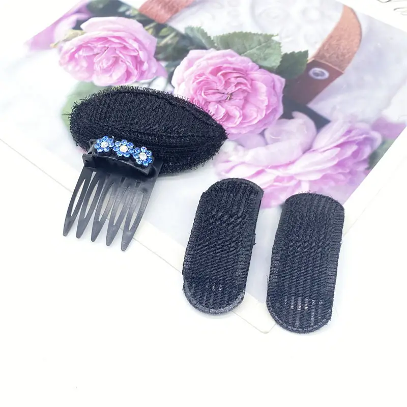 Black Knitted Hair Curler with Crystal Flower Decor - Image 10