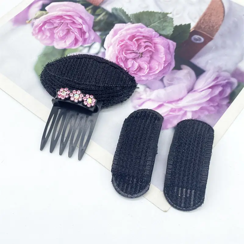 Black Knitted Hair Curler with Crystal Flower Decor - Image 11