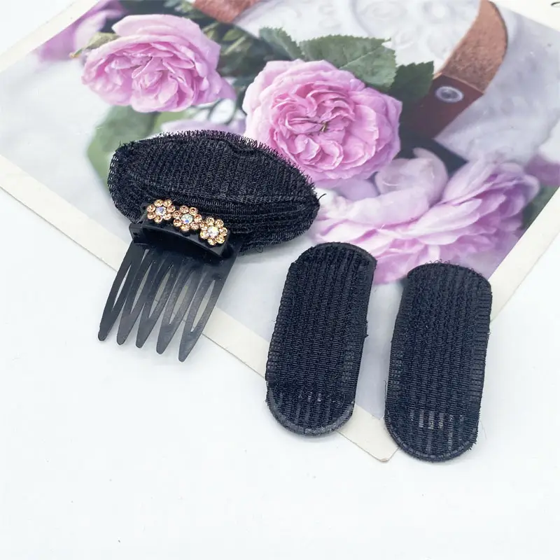 Black Knitted Hair Curler with Crystal Flower Decor - Image 13