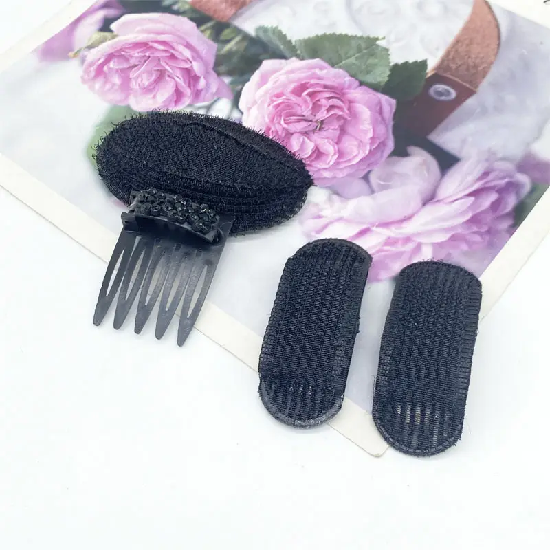 Black Knitted Hair Curler with Crystal Flower Decor - Image 8