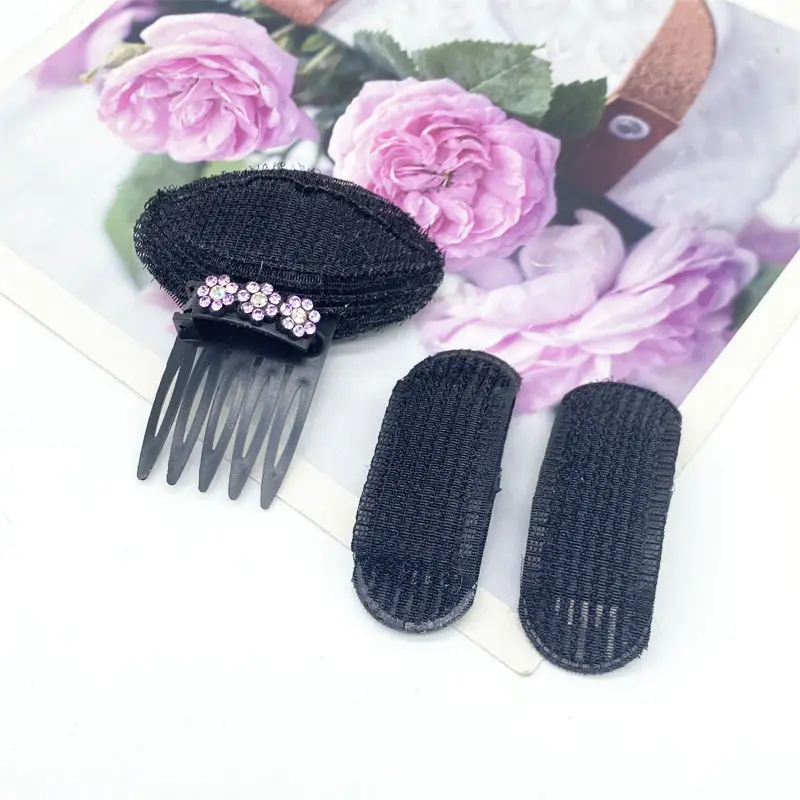 Black Knitted Hair Curler with Crystal Flower Decor - Image 9