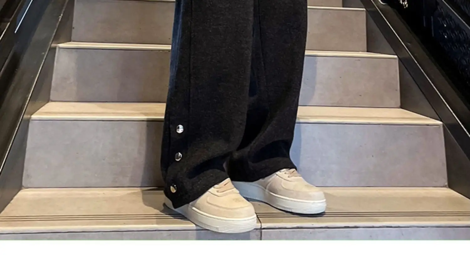 Men Woolen Laid-back Pants Wide-leg Button Front — feature 10