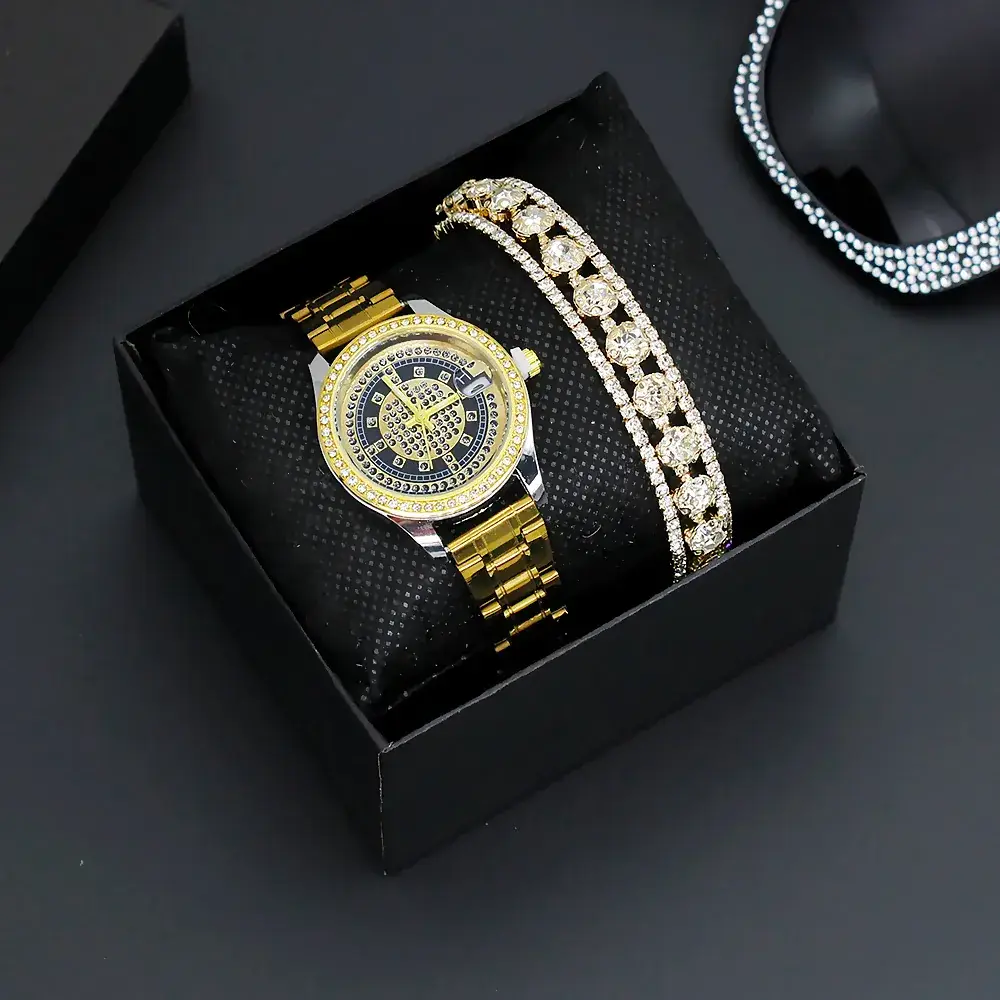 Women's Gold & Silver Bracelet Watch Set for Women - Image 8