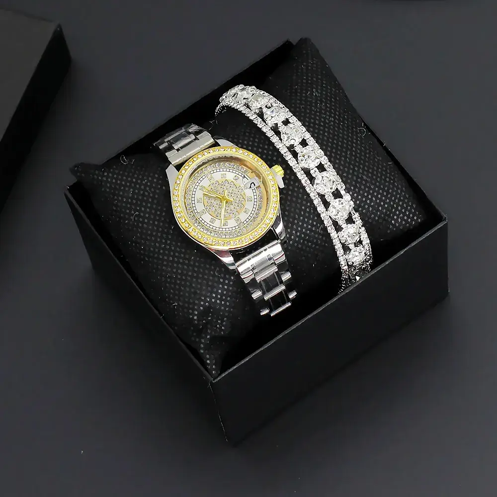 Women's Gold & Silver Bracelet Watch Set for Women - Image 9
