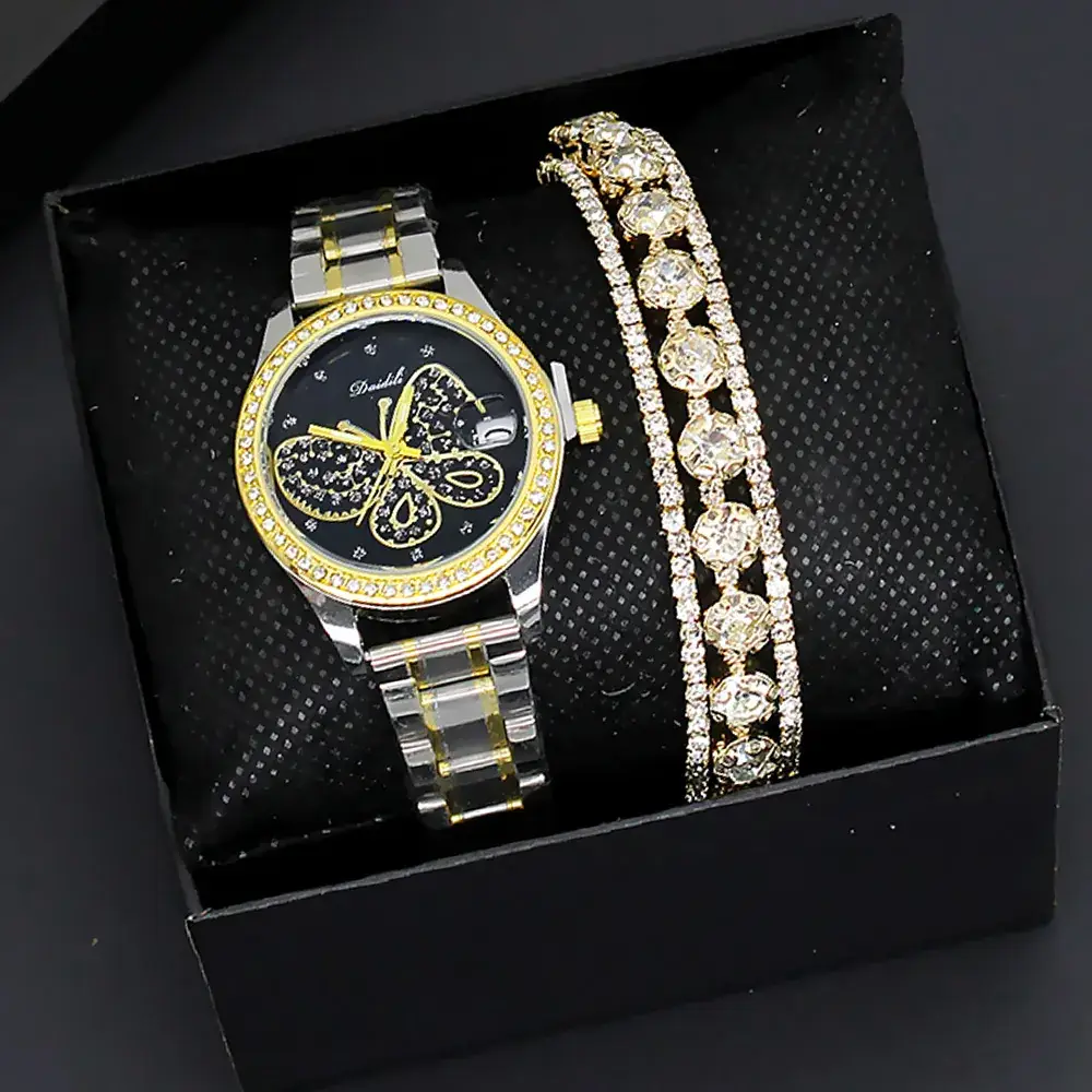Women's Gold & Silver Bracelet Watch Set for Women - Image 12
