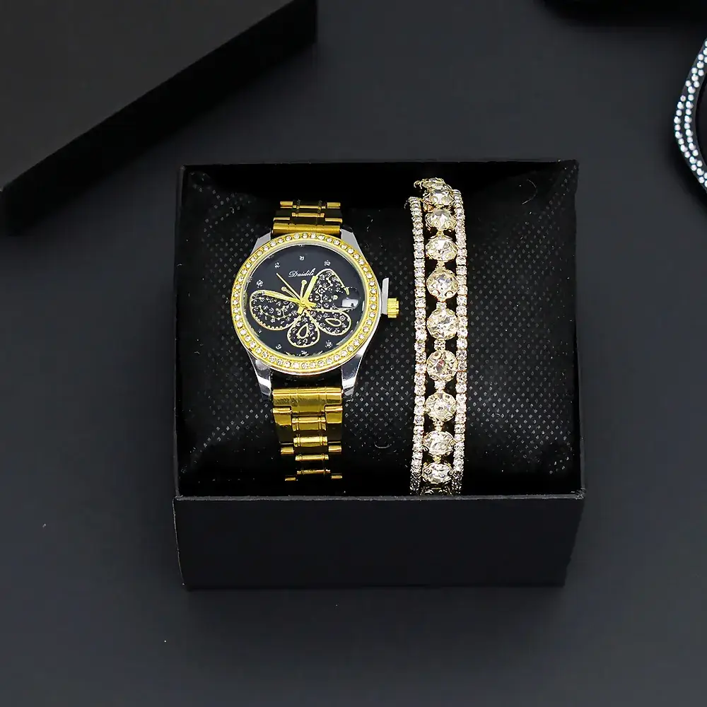 Women's Gold & Silver Bracelet Watch Set for Women - Image 14