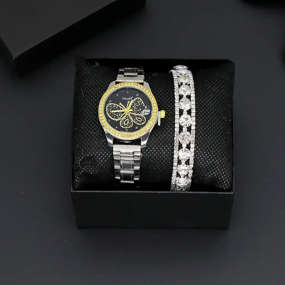Women's Gold & Silver Bracelet Watch Set for Women - Image 16