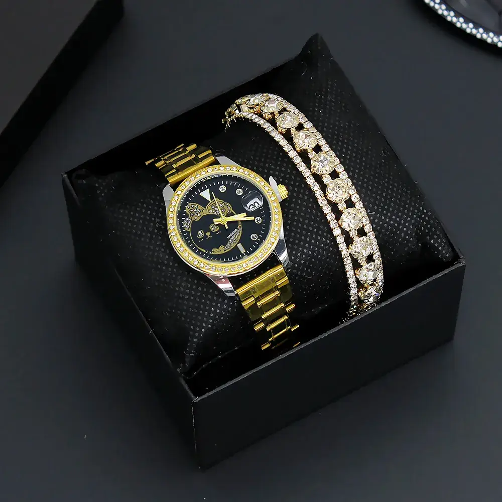 Women's Gold & Silver Bracelet Watch Set for Women - Image 20