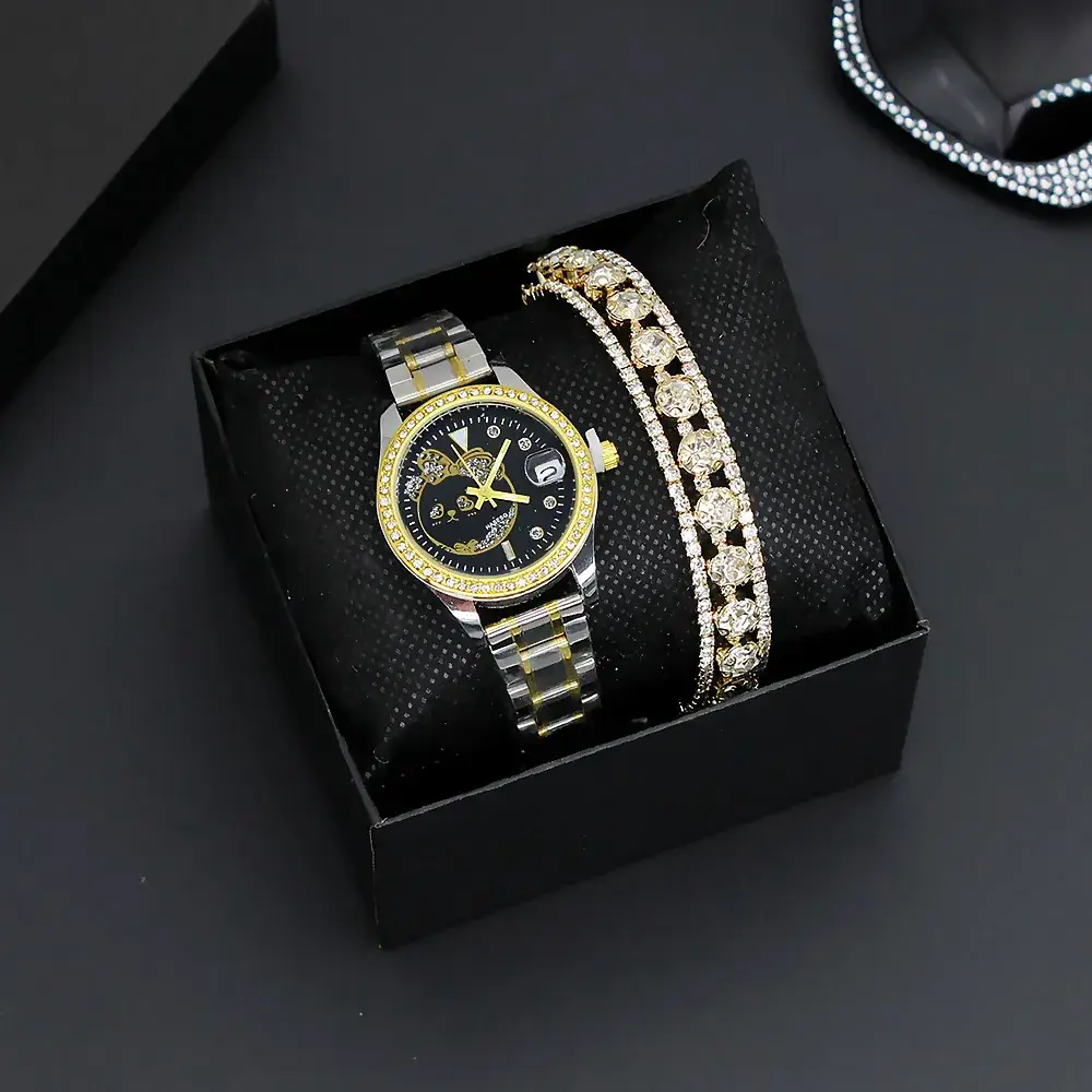 Women's Gold & Silver Bracelet Watch Set for Women - Image 21