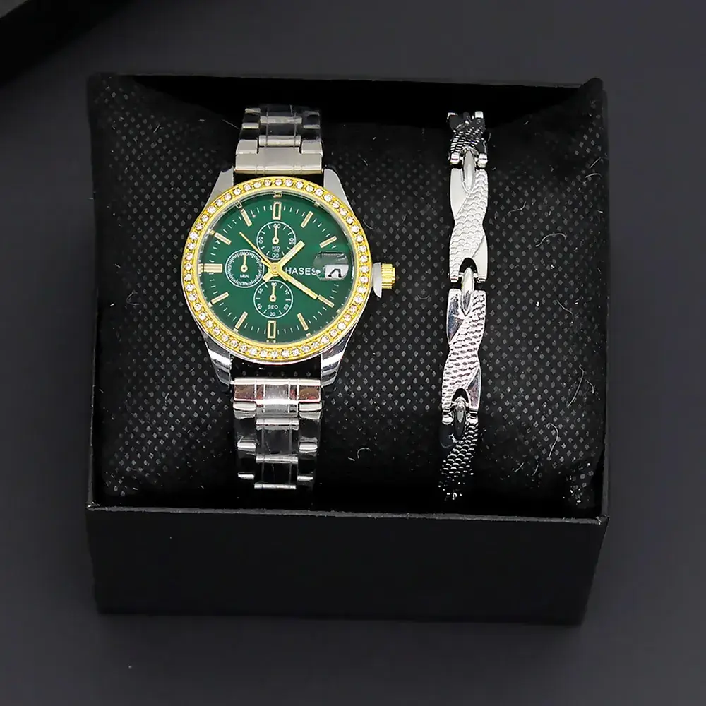 Women's White Crystal Dial Quartz Watch with Stainless Steel Band