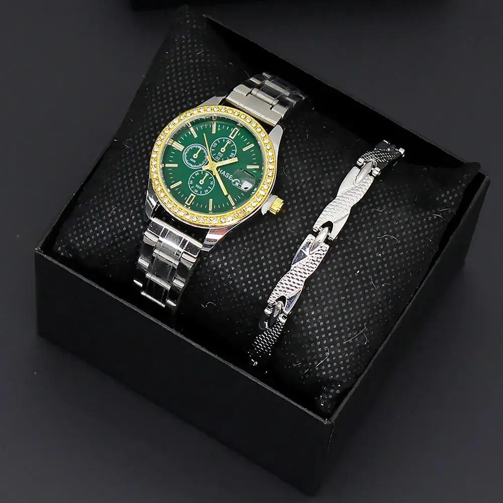 Women's White Crystal Dial Quartz Watch with Stainless Steel Band