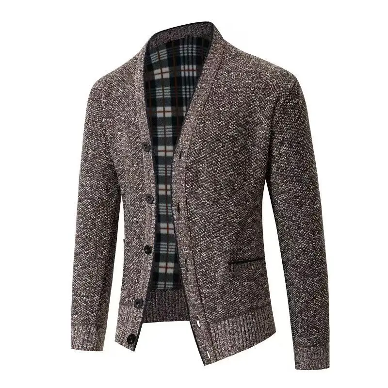 Men's Grey Knitted Cardigan Jacket Warm Comfortable Casual Wear