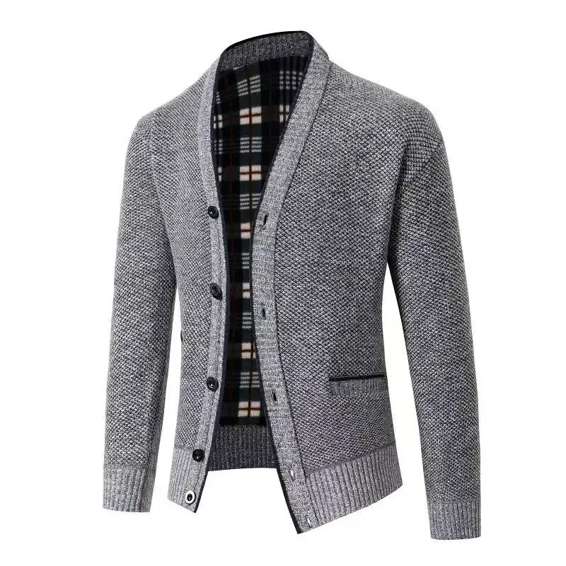 Men's Grey Knitted Cardigan Jacket Warm Comfortable Casual Wear