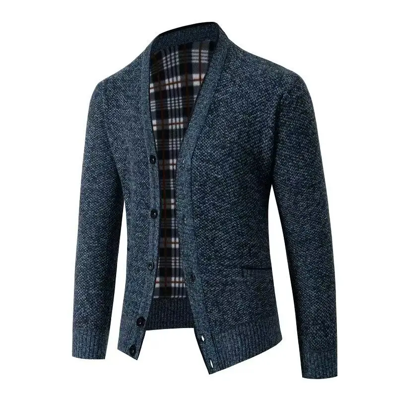 Men's Grey Knitted Cardigan Jacket Warm Comfortable Casual Wear