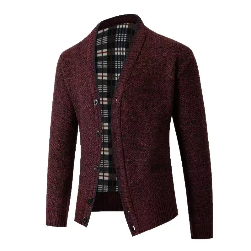Men's Grey Knitted Cardigan Jacket Warm Comfortable Casual Wear