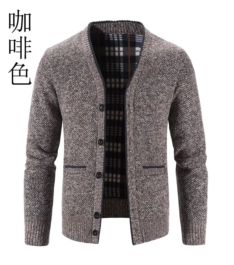 Men's Grey Knitted Cardigan Jacket Warm Comfortable Casual Wear — feature 20