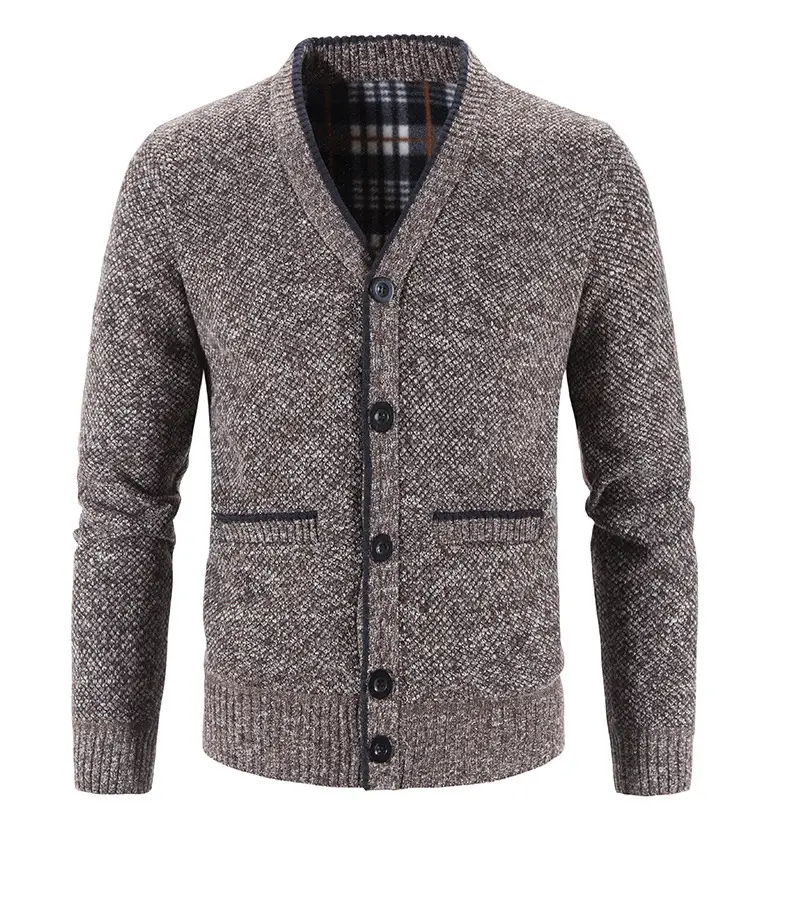 Men's Grey Knitted Cardigan Jacket Warm Comfortable Casual Wear — feature 21