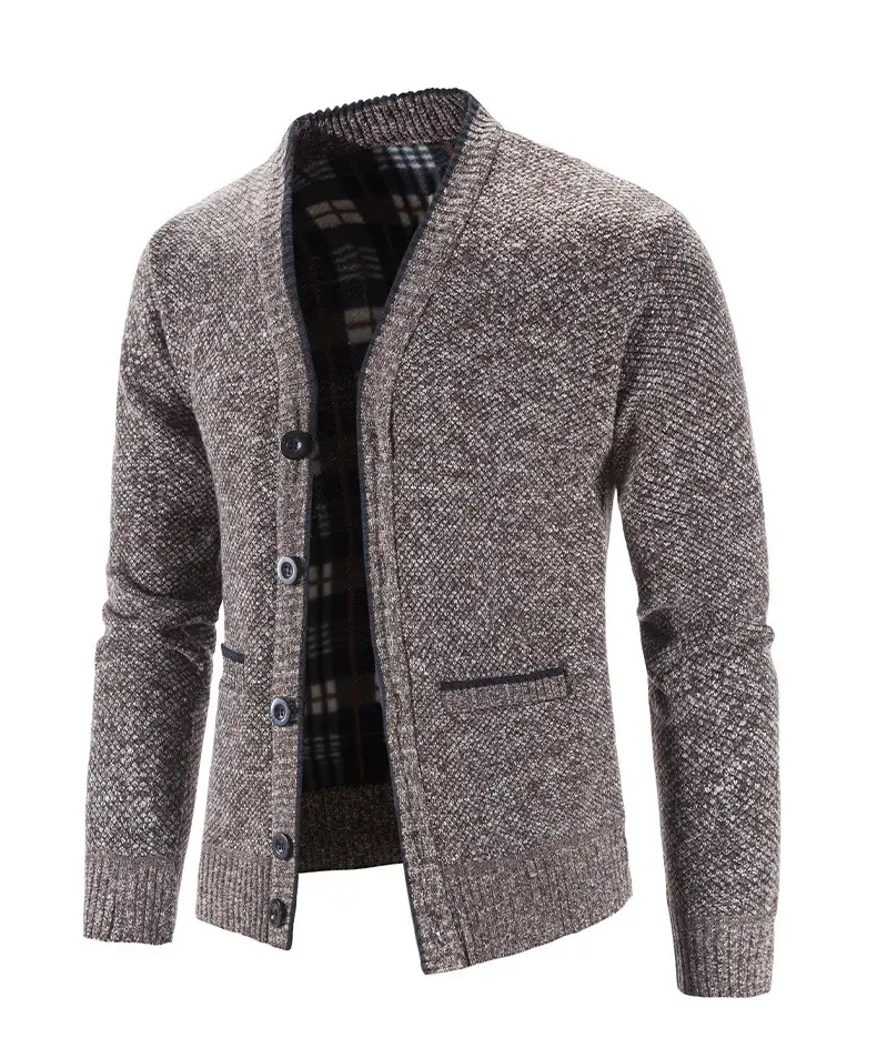Men's Grey Knitted Cardigan Jacket Warm Comfortable Casual Wear — feature 22