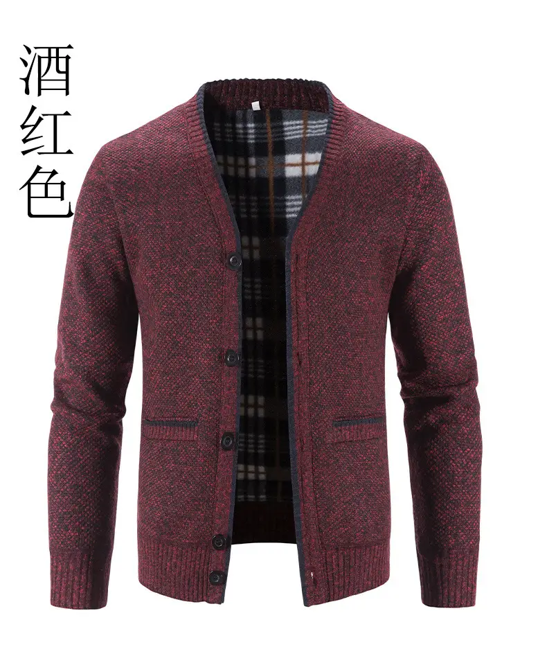 Men's Grey Knitted Cardigan Jacket Warm Comfortable Casual Wear — feature 25