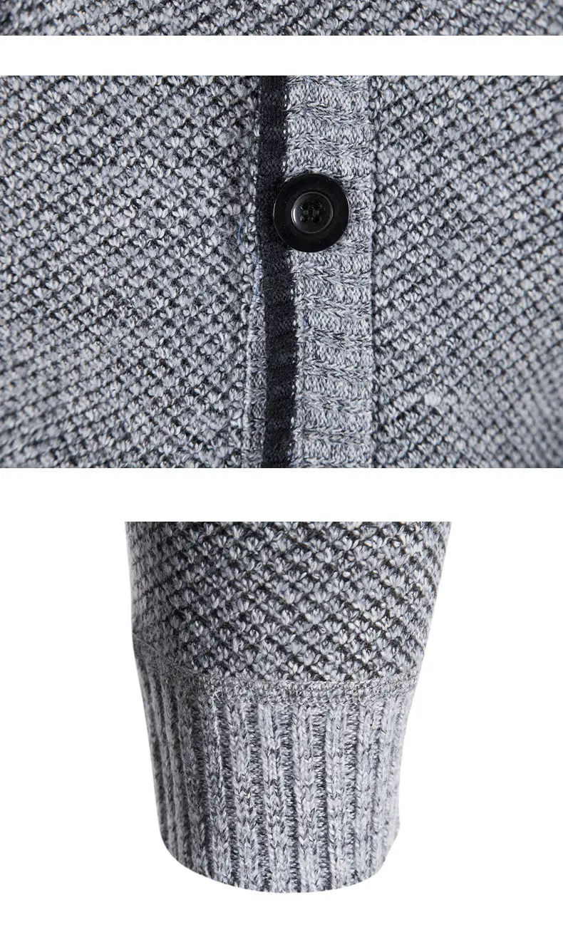 Men's Grey Knitted Cardigan Jacket Warm Comfortable Casual Wear — feature 30
